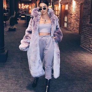 Misguided Peace and love purple fur coat